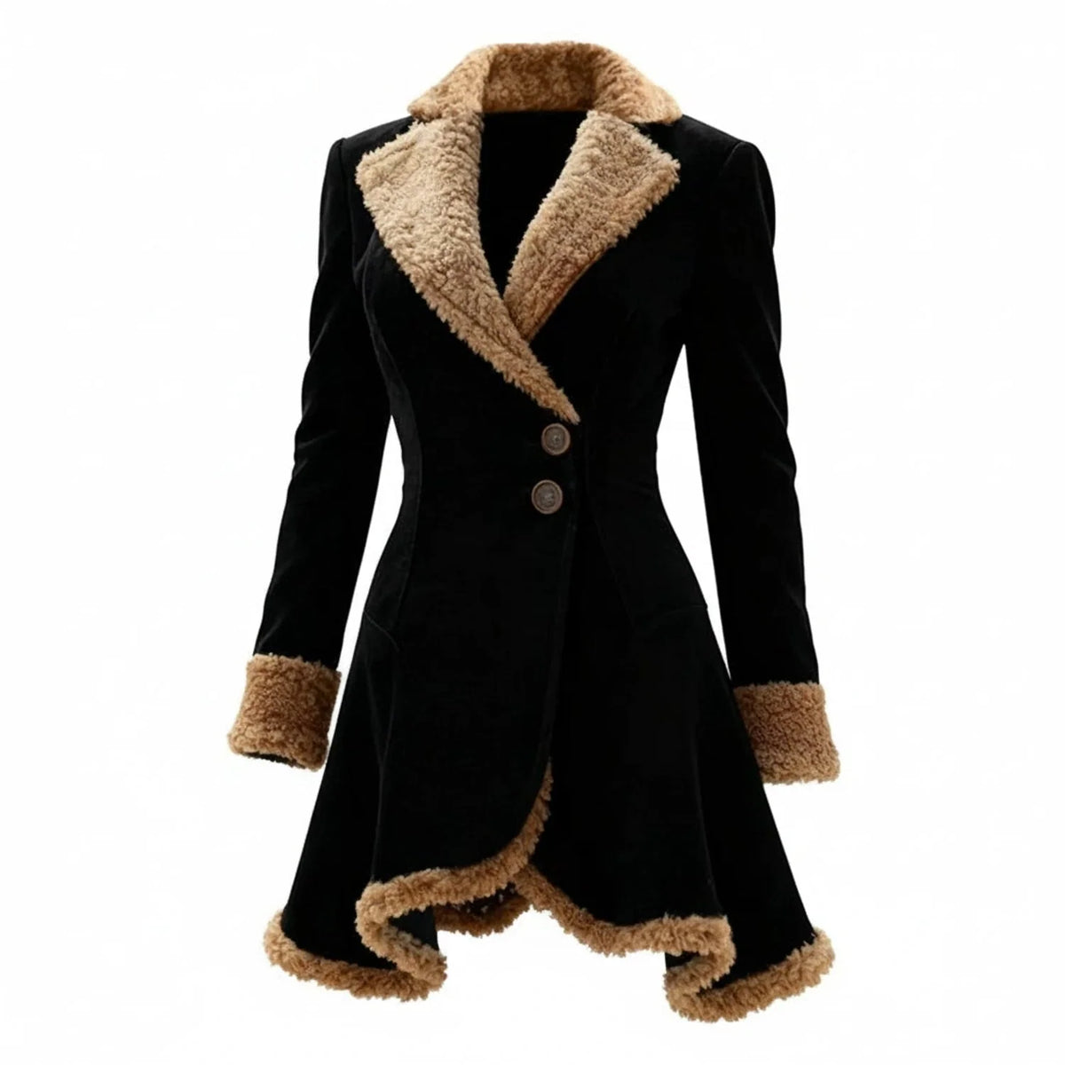 Jacket Faux Suede With Shearling Trim Asymmetrical Closure