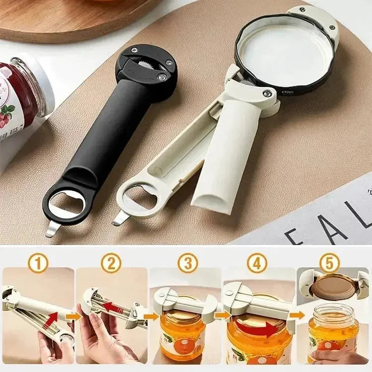 Jar & Bottle Opener Adjustable Grip Magnetic Back