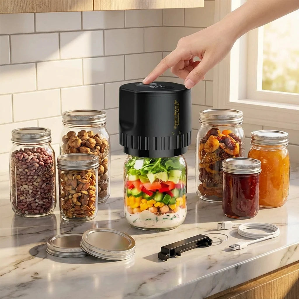 Jar Vacuum Sealer Automatic Rechargeable Wide & Standard Caps