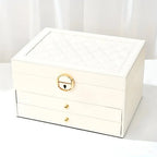 Jewelry Box Leather Multilayer Pull-Out Drawers & Earring Holder