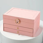 Jewelry Box Leather Multilayer Pull-Out Drawers & Earring Holder