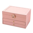Jewelry Box Leather Multilayer Pull-Out Drawers & Earring Holder