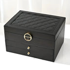 Jewelry Box Leather Multilayer Pull-Out Drawers & Earring Holder