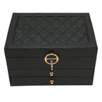 Jewelry Box Leather Multilayer Pull-Out Drawers & Earring Holder