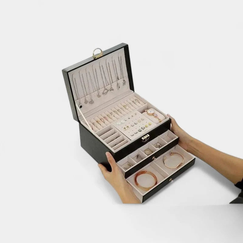 Jewelry Box Multi-Layer Leather Soft Interior
