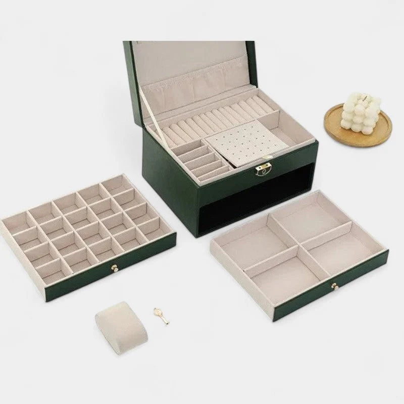 Jewelry Box Multi-Layer Leather Soft Interior