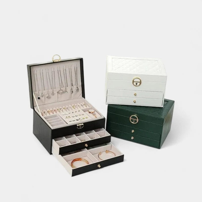Jewelry Box Multi-Layer Leather Soft Interior