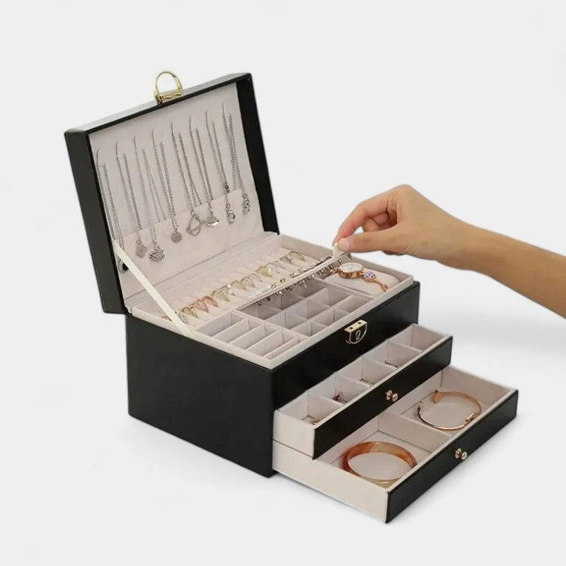 Jewelry Box Multi-Layer Leather Soft Interior