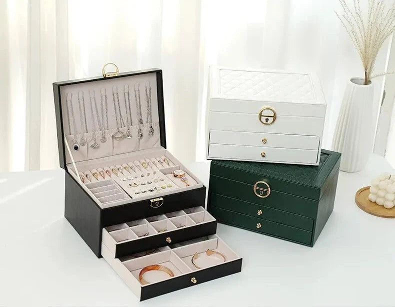 Jewelry Box Multi-Layer Soft-Lined Multiple Compartments