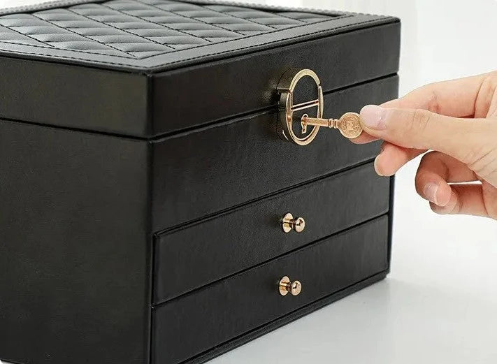 Jewelry Box Multi-Layer Soft-Lined Multiple Compartments