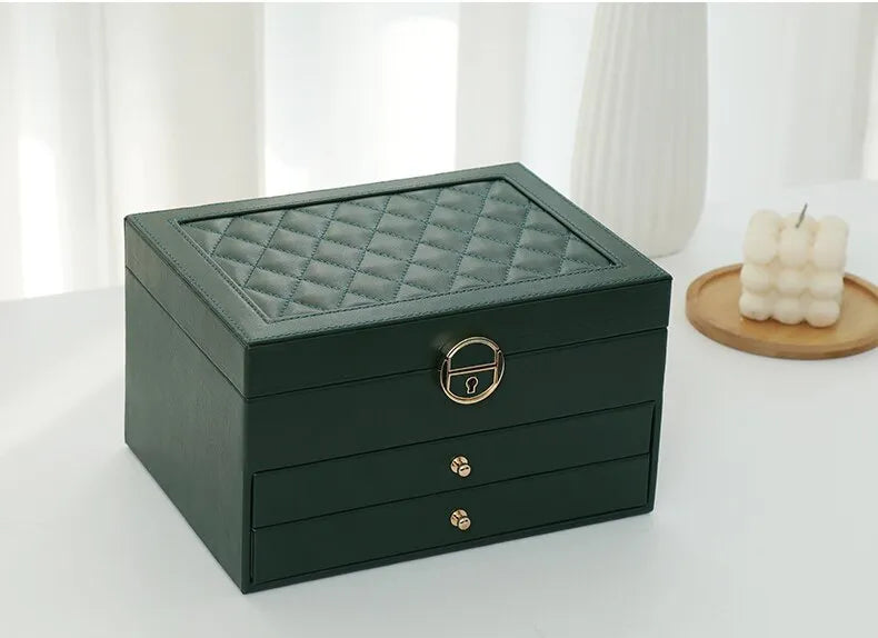 Jewelry Box Multi-Layer Soft-Lined Multiple Compartments