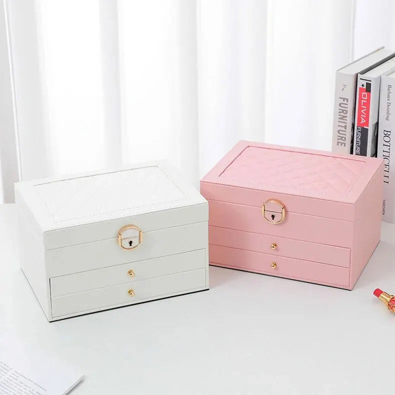 Jewelry Box Multi-Layer Soft-Lined Multiple Compartments