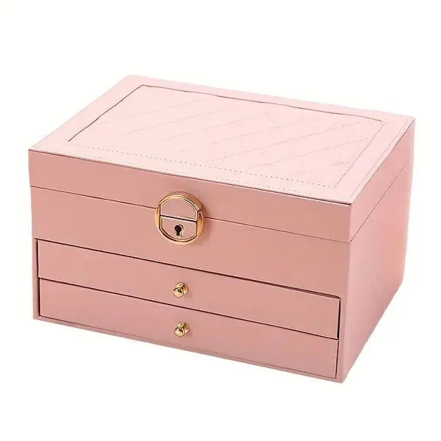 Jewelry Box Multi-Layer Soft-Lined Multiple Compartments