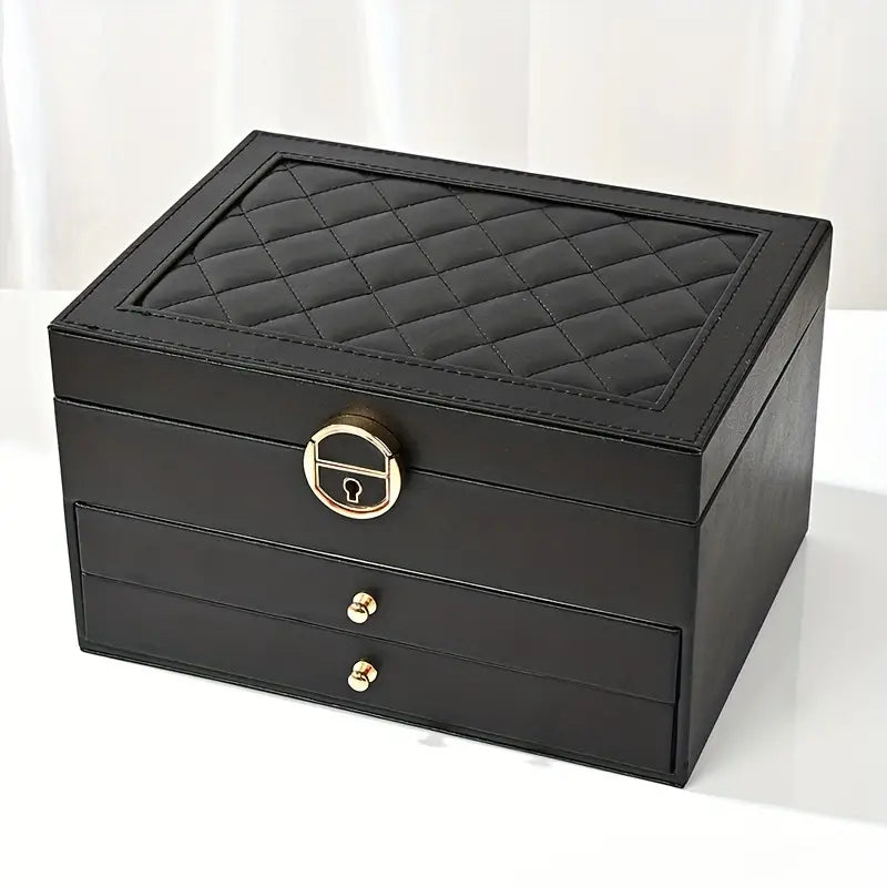 Jewelry Box Multi-Layer Soft-Lined Multiple Compartments
