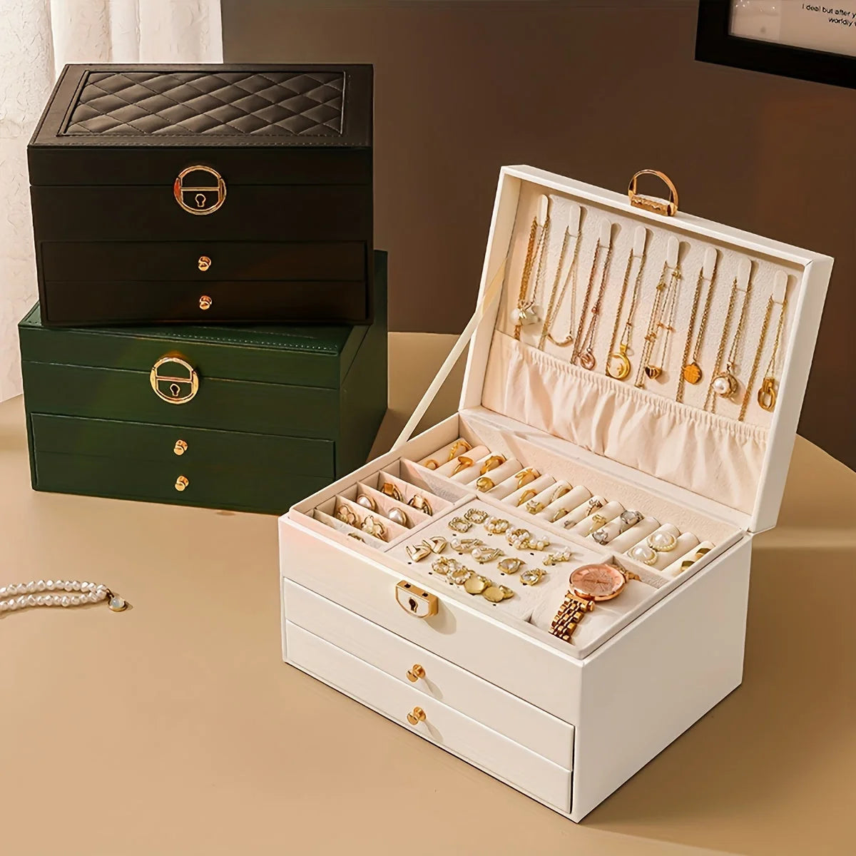 Jewelry Box PU Leather Multi-Compartment Travel-Friendly