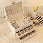 Jewelry Box PU Leather Multi-Compartment Travel-Friendly