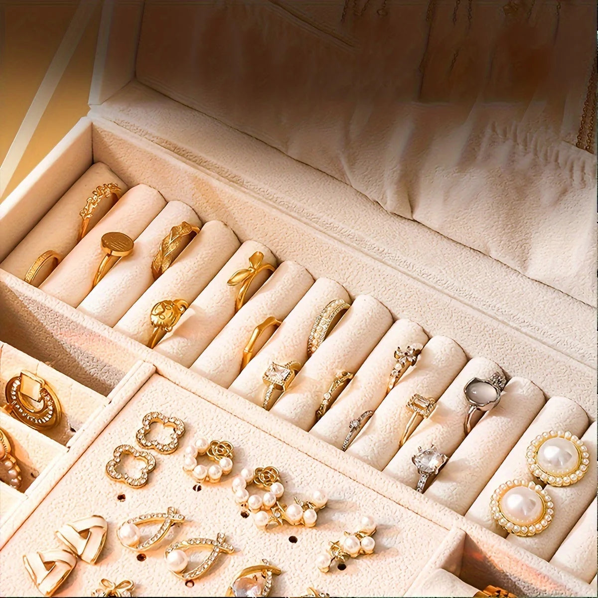 Jewelry Box PU Leather Multi-Compartment Travel-Friendly