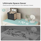 Jewelry Box Six Pull-Out Tiers Velvet-Lined Mirror & Locking