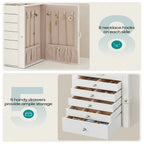 Jewelry Box Six Pull-Out Tiers Velvet-Lined Mirror & Locking