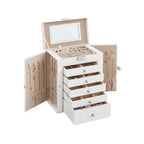 Jewelry Organizer Box 6-Tier Velvet-Lined Locking Closure