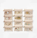 Jewelry Organizer Box Clear Zipper Pockets Flannel Lined