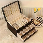 Jewelry Organizer Box PU Leather Multi-Compartment Travel-Friendly