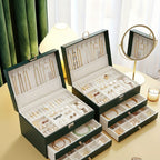 Jewelry Organizer Box PU Leather Multi-Compartment Travel-Friendly