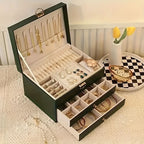 Jewelry Organizer Box PU Leather Multi-Compartment Travel-Friendly