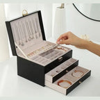 Jewelry Organizer Leather Multi-Layer Travel-Friendly