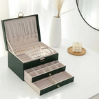 Jewelry Organizer Leather Multi-Layer Travel-Friendly