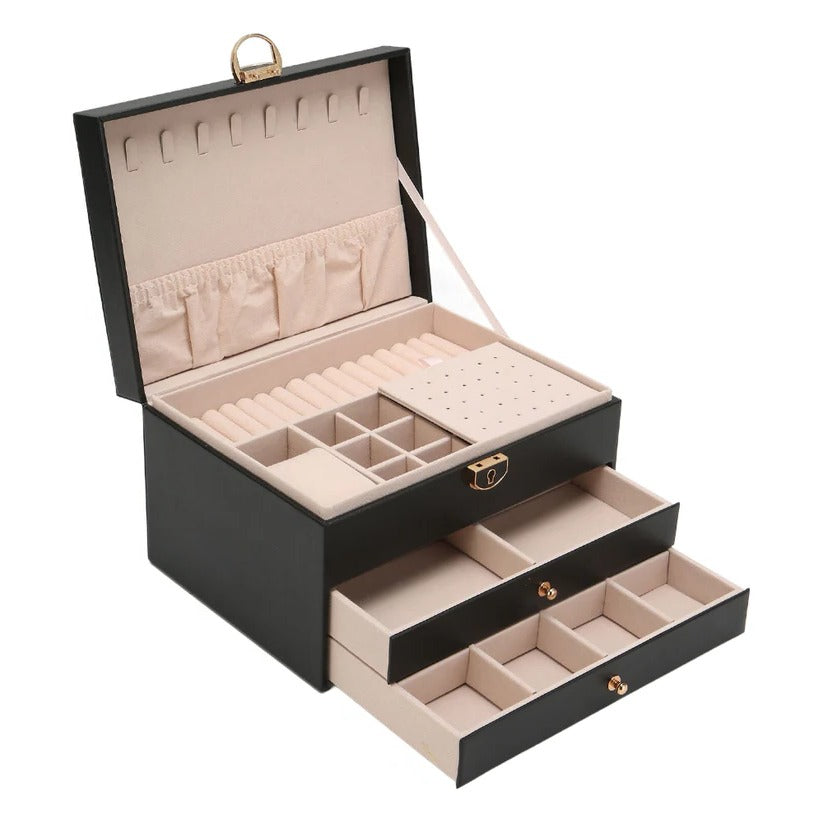 Jewelry Organizer Multi-Layer Pull-Out Drawers Soft Lined