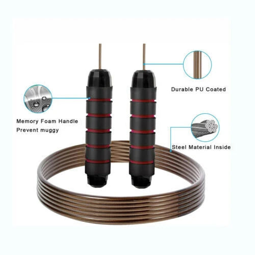 Jump Rope Tangle-Free Swivel Bearings Adjustable Length