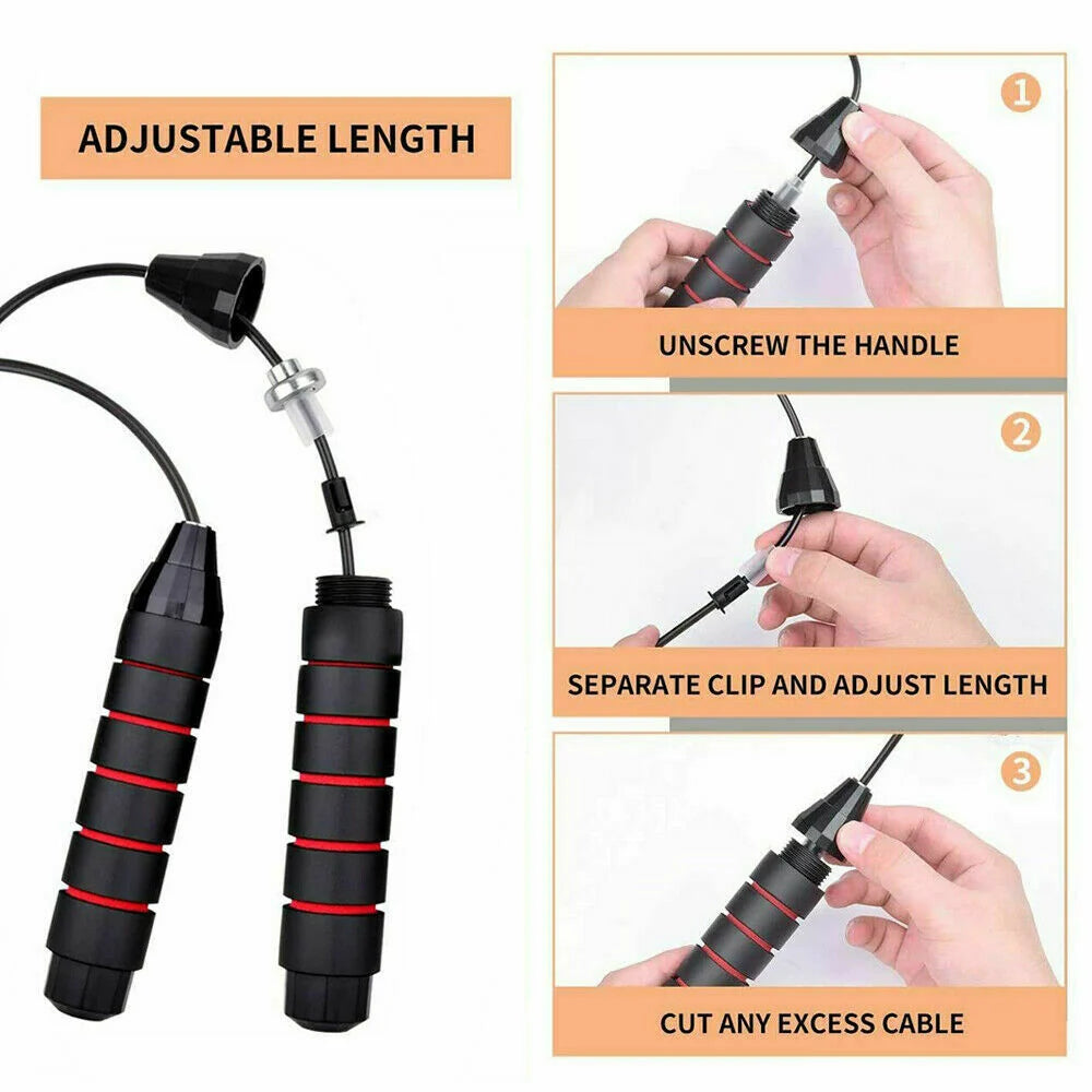 Jump Rope Tangle-Free Swivel Bearings Adjustable Length