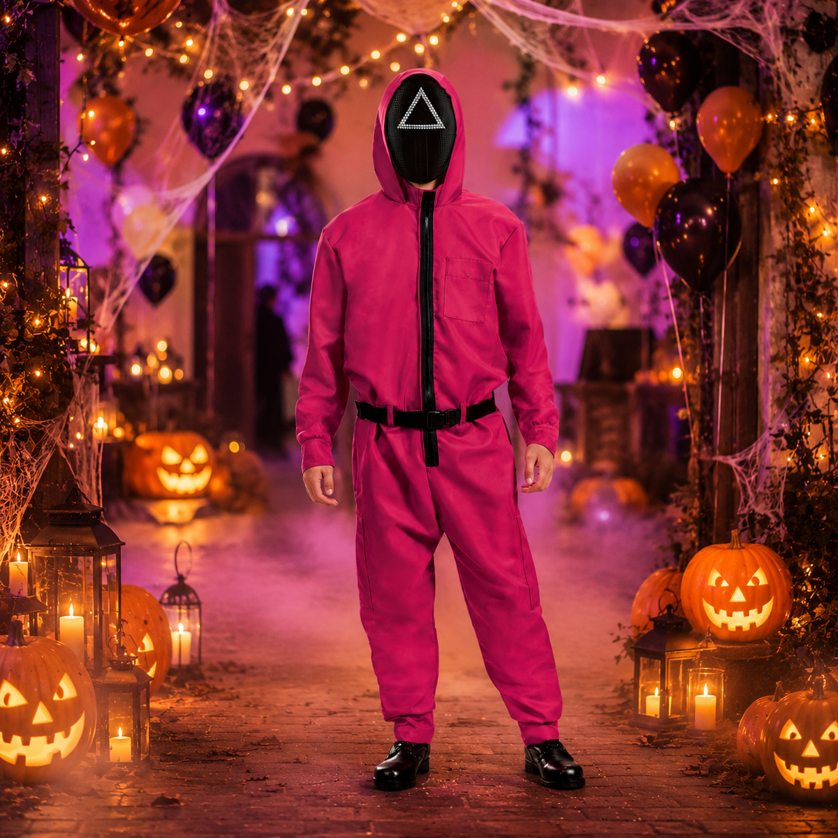 Jumpsuit Costume Full-Body Includes Mask & Belt