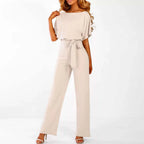Jumpsuit Fitted Cotton Blend Machine Washable