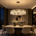 K9 Crystal & Stainless Steel LED Chandelier (Adjustable Height)