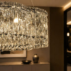 K9 Crystal & Stainless Steel LED Chandelier (Adjustable Height)