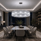 K9 Crystal & Stainless Steel LED Chandelier (Adjustable Height)