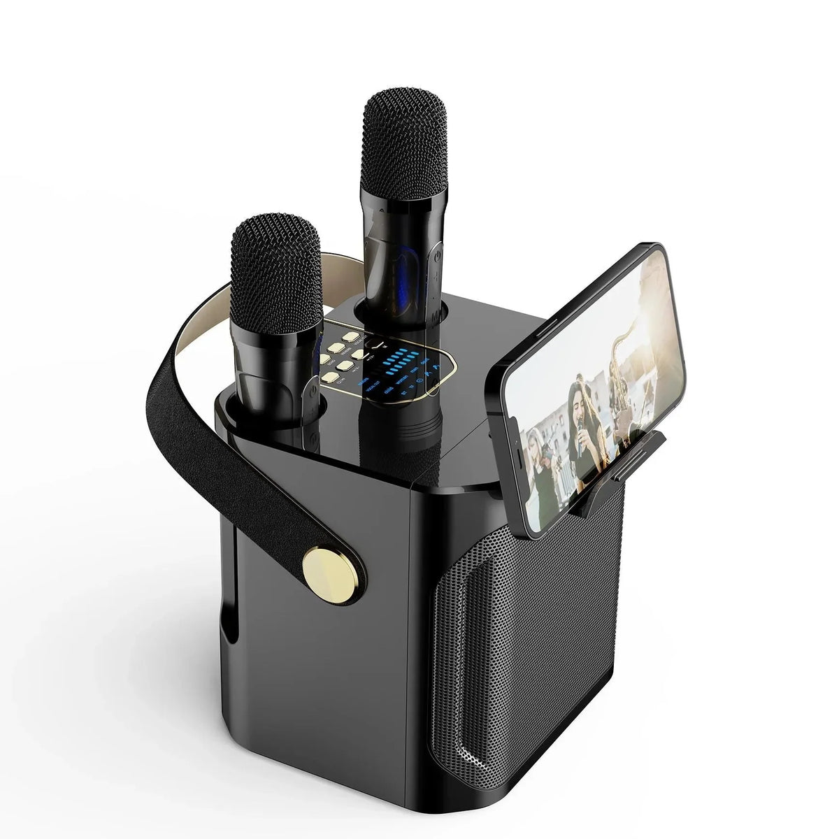 Karaoke Speaker 360-Degree Sound Dual Wireless Mics 8-Hour Battery