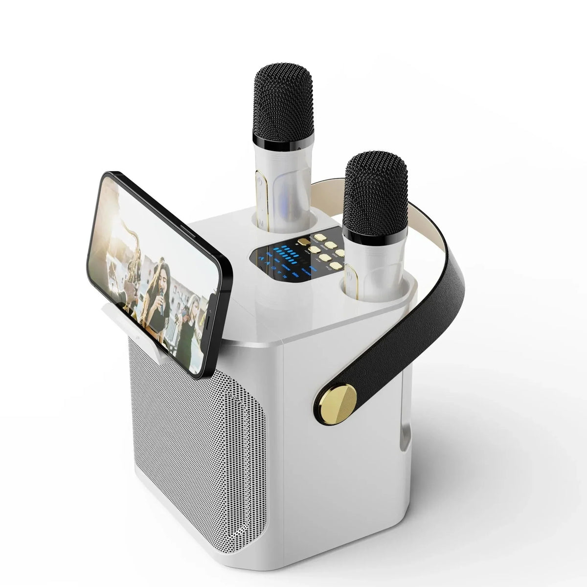 Karaoke Speaker Dual Mic Inputs Bluetooth 8-Hour Battery