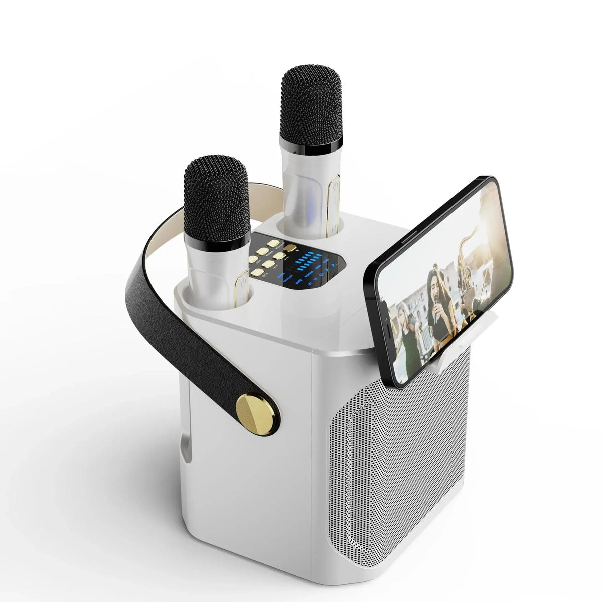 Karaoke Speaker Dual Mic Inputs Bluetooth 8-Hour Battery
