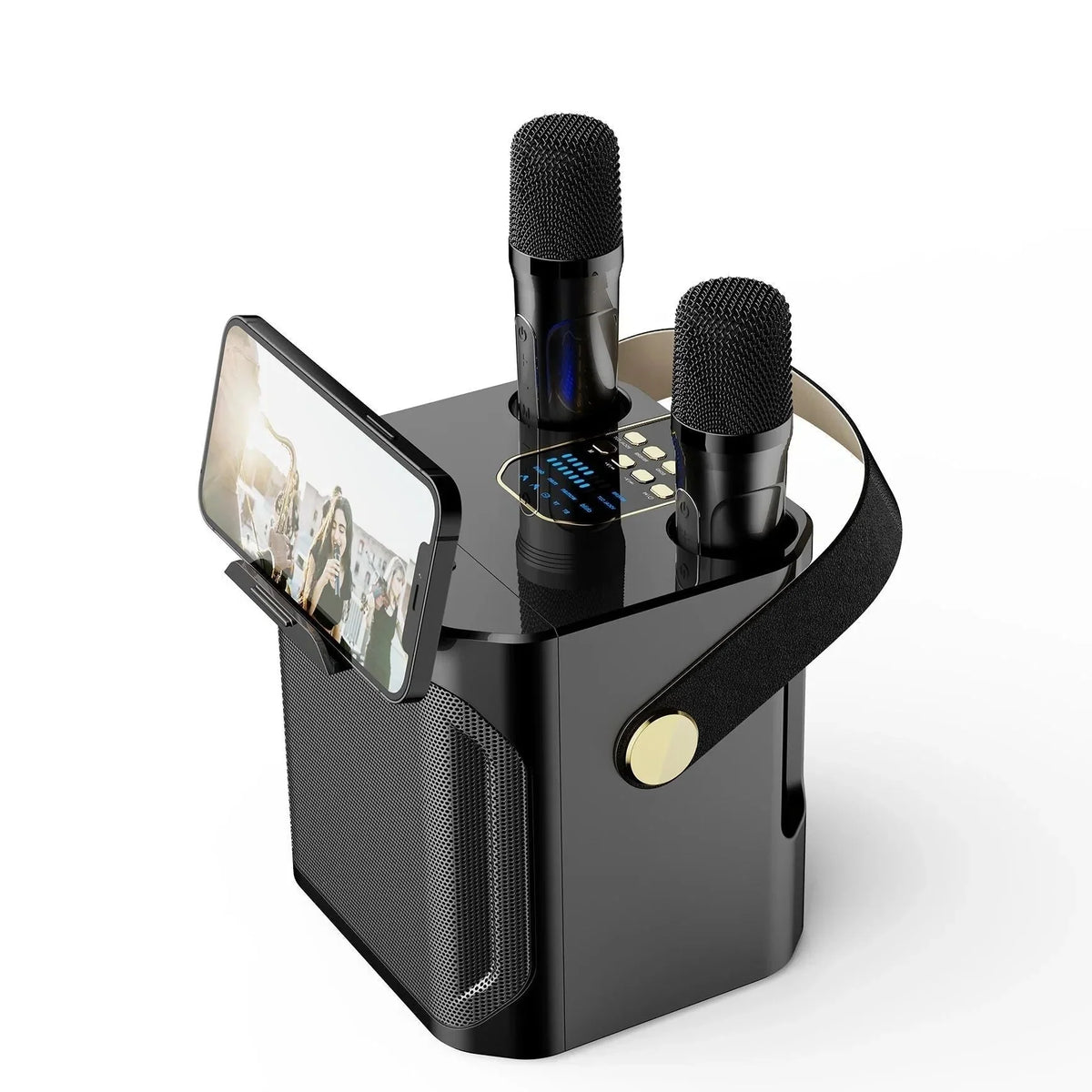 Karaoke Speaker Dual Mic Inputs Bluetooth 8-Hour Battery