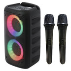Karaoke Speaker Dual Wireless Mics Bluetooth 8 Hour Battery