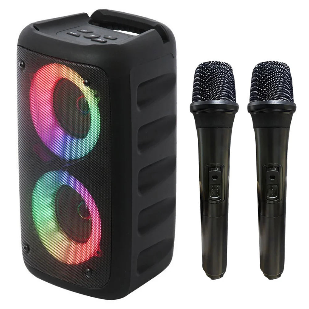 Karaoke Speaker Dual Wireless Mics Bluetooth 8 Hour Battery