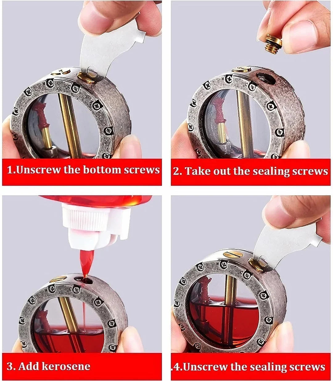 Kerosene Lighter Refillable Transparent Window Mechanical Ignition