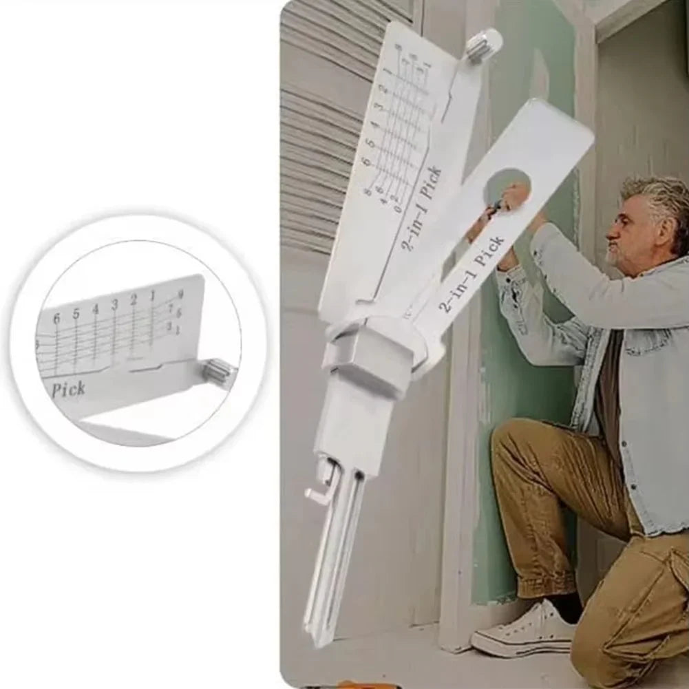 Key Decoder & Pick Tool Stainless Steel Dual-Function Compact