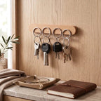 Key Holder Magnetic Wall Mount Natural Wood