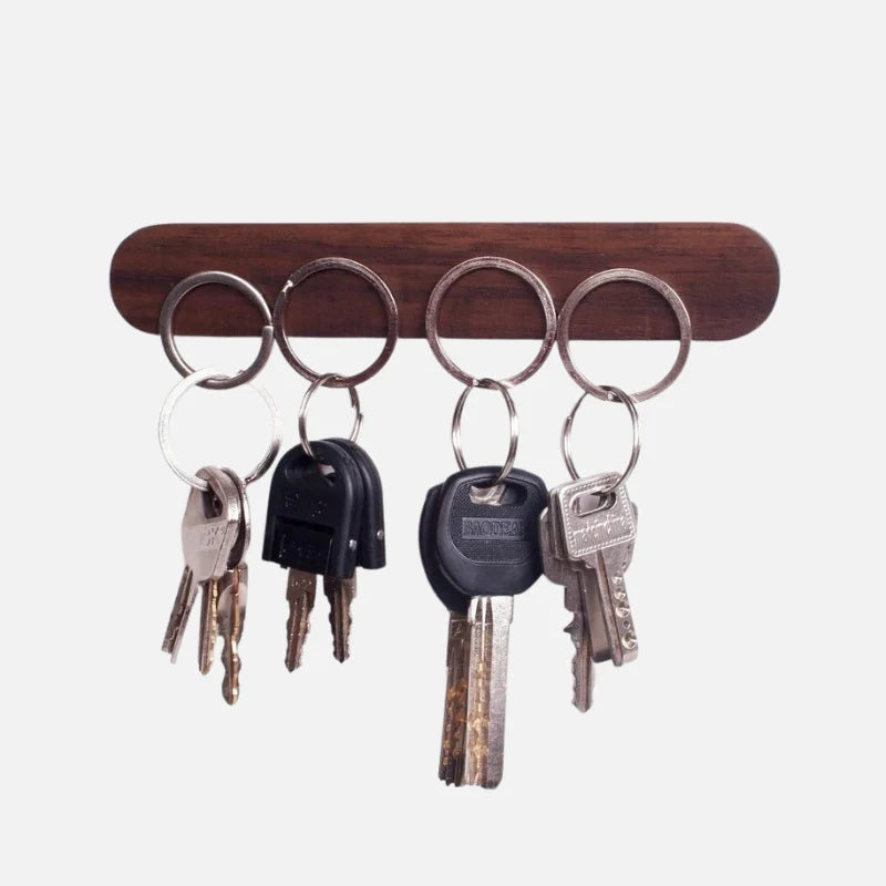 Key Holder Magnetic Wall Mount Natural Wood
