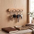 Key Holder Magnetic Wall Mount Natural Wood