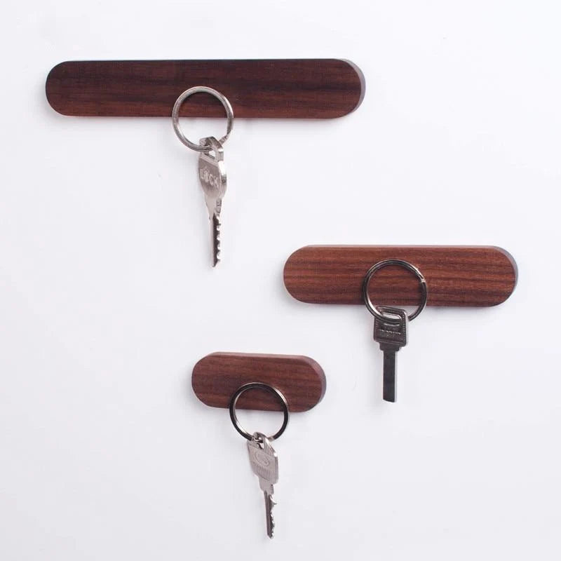 Key Holder Magnetic Wall Mount Natural Wood